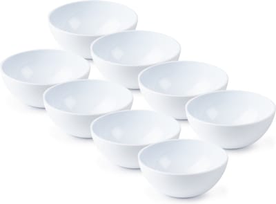 Plasticforte kommetjes/schaaltjes - 8x - dessert/ontbijt - kunststof - D12 x H5 cm - ivoor wit - BPA vrij