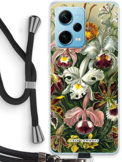 Case Company® - Hoesje met koord geschikt voor Xiaomi Redmi Note 12 Pro Plus hoesje met Koord - Haeckel Orchidae - Telefoonhoesje met Zwart Koord - Bescherming aan alle Kanten en Over de Schermrand