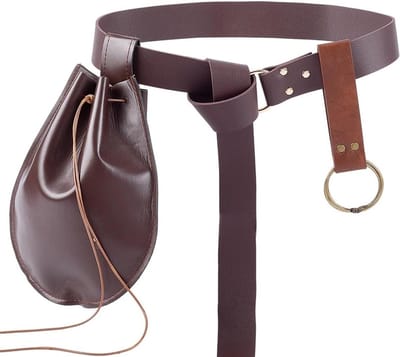 Donkerbruine Renaissance Heuptas Set van PU Lederen Tailleband voor Middeleeuwse Wandeling, Vintage Viking Piraat Side Pack en Coin Portemonnee