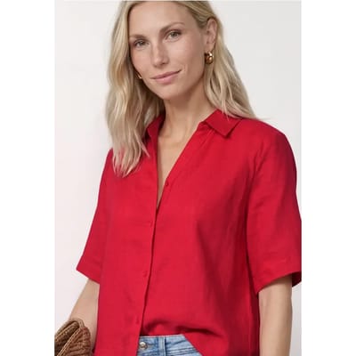 Overhemdblouse met korte mouwen in effen kleur