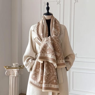 Mode Femme Écharpe Cachemire Luxe Automne Hiver Chaud Jacquard Double Face Imprimé Pashminas Châles Bufanda gray