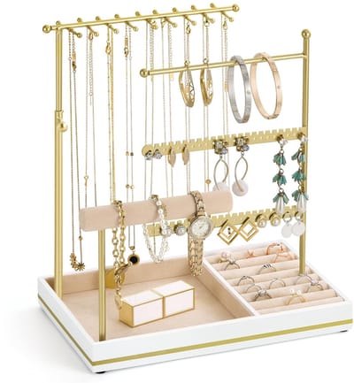 Dailygoody - Sieradenhouder - Juweel Organizer - 5 Laags Display Tower - Goud - Sieraden Stand - Perfect voor Dames - Aesthetic Design