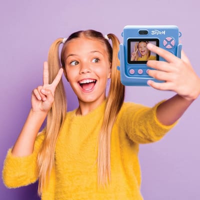Starcam® afdruk, camerapakket met instantprinter, 4 papierrollen, nekband, 3D Stitch siliconen hoesje en aanpassingsset