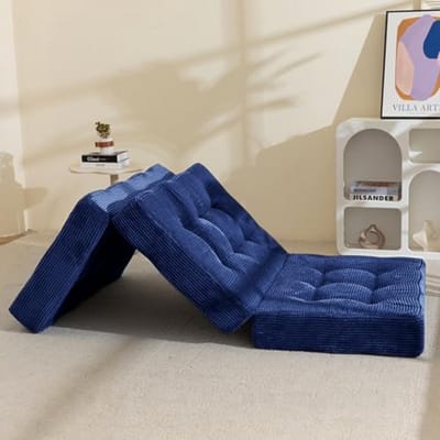 Opvouwbaar Matras - Gastenslaapbank Futon - Comfortabel Ontspannen - 15 cm Schuimvulling - 90x190 cm - Donkerblauw