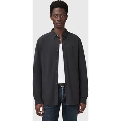 AllSaints Lovell Ls Shirt Washed Black Maat: XS | Casual Overhemden Outlet | Heren | Zwart