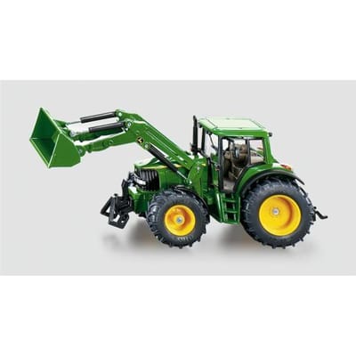 SIKU 3652, John Deere Tractor met voorlader, 1:32, metaal/kunststof, groen, beweegbare voorlader, verwijderbare bestuurderscabine