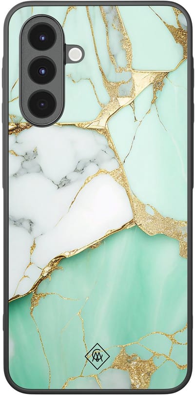 Casimoda® hoesje - Geschikt voor Samsung Galaxy A16 - Marmer Mint Goud - Zwart TPU Backcover - Marmer - Mint