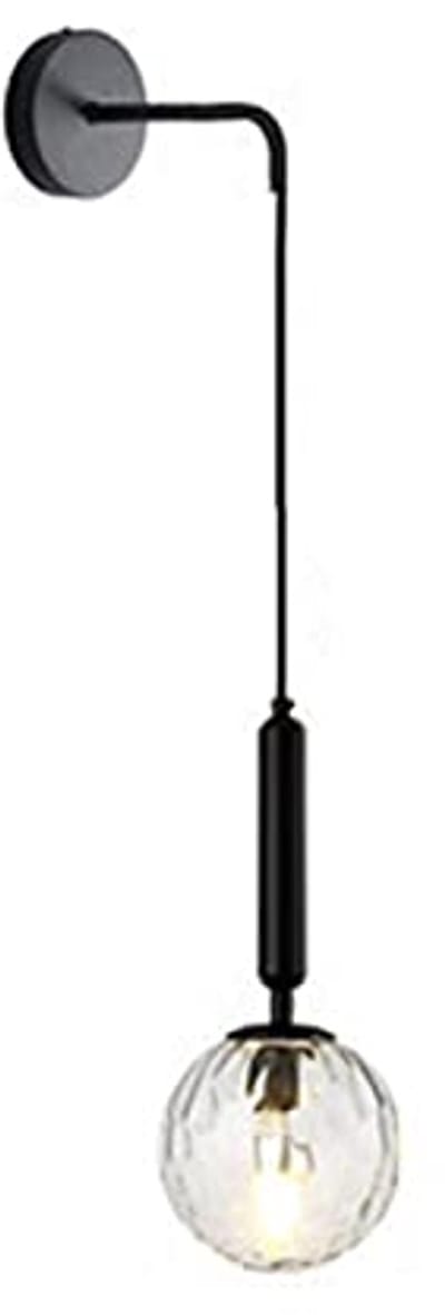 Glazen Wandlamp met Zwart Metalen Huis 150mm