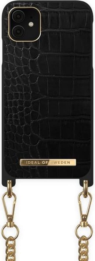 iDeal of Sweden Phone Necklace Case voor iPhone 12 Mini Jet Black Croco