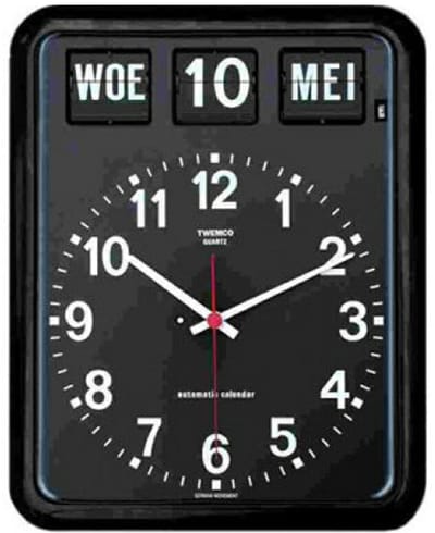 Kalenderklok | Seniorenklok | Dementieklok | Merk: Twemco | Model: BQ-12 | Kleur: Zwart