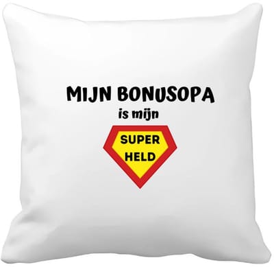 Akyol - mijn bonusopa is mijn superheld Kussen hoes - Opa - super bonusopa - verjaardag - cadeautje voor opa - opa artikelen - kado - geschenk - 40 bij 40 cm