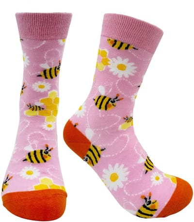 Tutti Footi - Sokken met Bijen, Honing & Bloemen - Schattige insecten sokken - Maat 36/41 - Roze/Imker