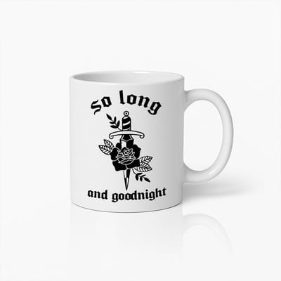 So Long and Goodnight Mok 330ml – Gotisch Dolk en Roos Ontwerp – Unieke Donkere Stijl Koffiebeker