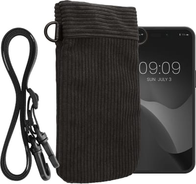 kwmobile Necklace Case voor XXL - 7" Telefoonhoesje – Cord hoesje met koord – Telefoontasje – Beschermhoes in donkergrijs