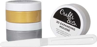 Crafts&Co 3D Expanding Mousse - Compleet Hobbypakket - 3x Mousse en 5x Stencils - Pigment Pasta voor Kaarten Maken - Knutselen met Papier en Karton