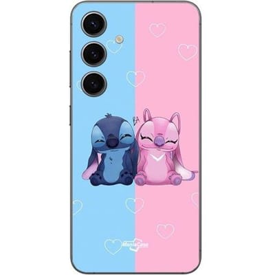 Coque de téléphone - Maniacase - Samsung Galaxy S24 Plus - Souple - Silicone - Stitch Angel mignon bleu rose zwart