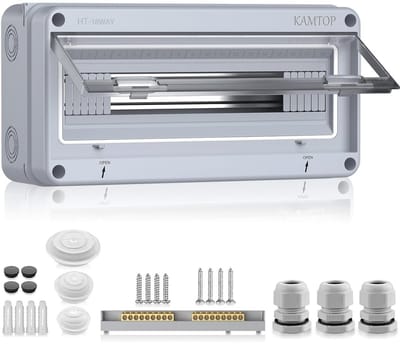Verdeelkast opbouw IP65 - 18 modules met 9 terminals voor buitengebruik