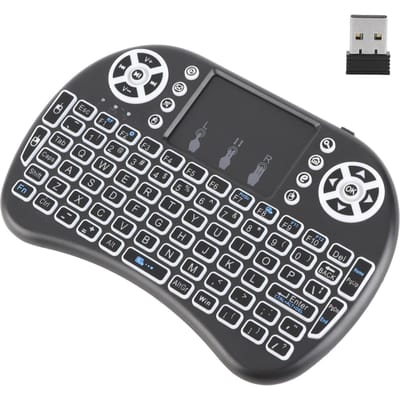 Mini RGB Zeven Kleuren Achtergrondverlichting Flymouse 2.4G Klein Draadloos Toetsenbord met Touchpad