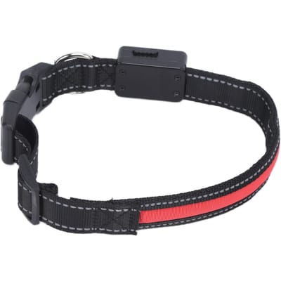 Collier LED pour chien Rechargeable par USB Solaire Collier Lumineux Réglable Collier Éclairé pour Chiens de Grande Moyenne Petite TailleL L black