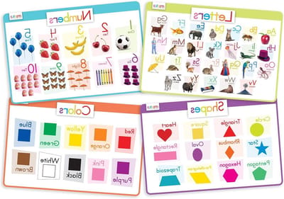 Placemats Peuter Antislip Wegwerp - Letters Nummers Vormen Kleuren Alfabet Set Van 4