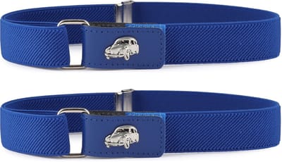 Ladeheid 2x Kinderriem - Riem - Jongens - Broekriem - Verstelbaar - Polyester - LA-TG-P15S - Korenbloem/Auto - 62 cm x 2,5 cm