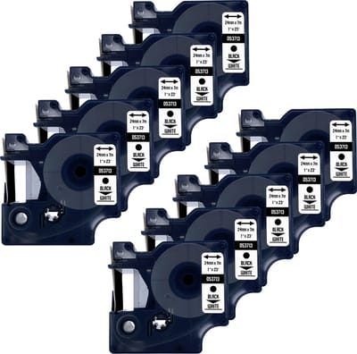 DULA Dymo D1 53713 - S0720930 - Compatible label tape - 10 lettertapes - Zwart op wit - 24mm x 7m