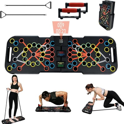41-in-1 Push-Up Rekbord met Slimme Tellers en Weerstandsbanden - Opvouwbaar Fitnessapparaat voor Thuis en Sport