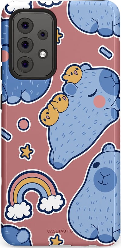 Casetastic Hoesje Geschikt voor Samsung A52 (4G/5G/s) - Stijlvolle Beschermende Duo-layer Case - Capibara knuffelvriend