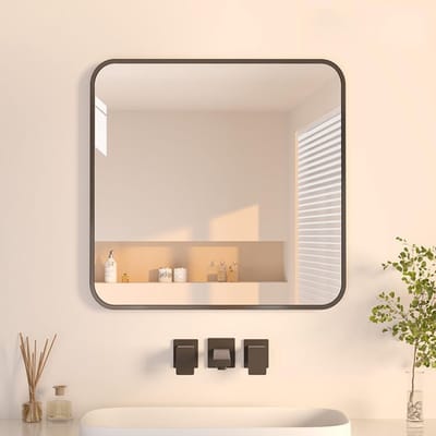 Vierkante Wandspiegel van 30 cm voor Badkamer, Woonkamer en Slaapkamer Decoratie in Zwart