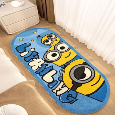 Schattige Minions Vloerkleden voor Slaapkamer Cartoon Stijl Woonkamer Decoratie Tapijt Verdikt Pluche Nachtkastje Vloermat Pluizig Zacht Studiekamer Vloerkleed 60x140cm