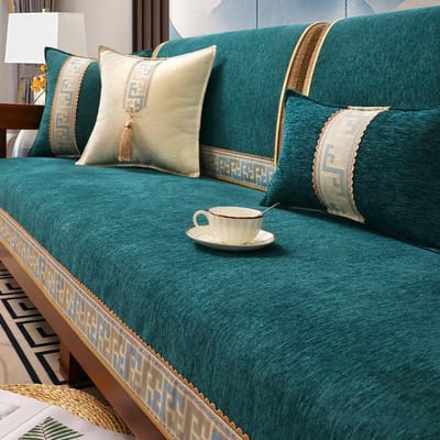 Luxe Sofahoes in Chinese stijl Geborduurde webbing Antislip Bankkussen voor Woonkamer Sofa's Fauteuil Hoes Handdoek 45cm pillowcase 1pcs