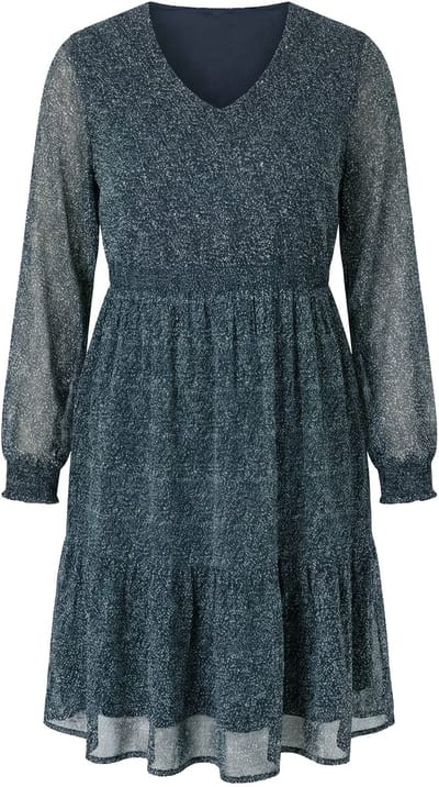 Studio Untold - Dames - Midi-jurk A-lijn dubbellaags minimalistisch motief - Zwart - Maat 42+
