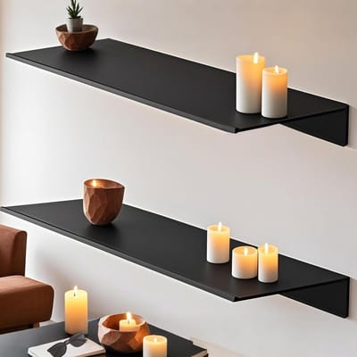 Set van 2 Wandplanken, 40 cm, Zwart, Zwevende Plank, Muurplank Zonder Boren, Ideaal voor Woonkamer, Badkamer, Keuken en Slaapkamer
