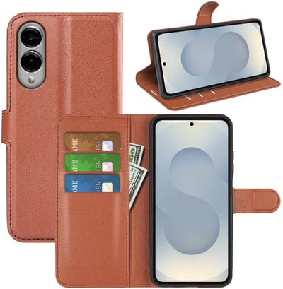 MobyDefend Hoesje - Geschikt voor Samsung Galaxy S25 Edge - Kunstleren Wallet Book Case (Sluiting Voorkant) - Bruin