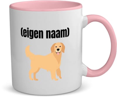 Akyol - hond met eigen naam koffiemok - theemok - roze - Honden - honden liefhebbers - iemand die houdt van honden - verjaardag - cadeau - kado - 350 ML inhoud