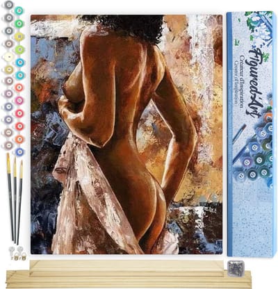 Figured'Art Schilderen op Nummer Volwassenen canvas Mooie bochten - Handwerk acrylverf Kit DIY Compleet - 40x50cm met DIY houten lijst