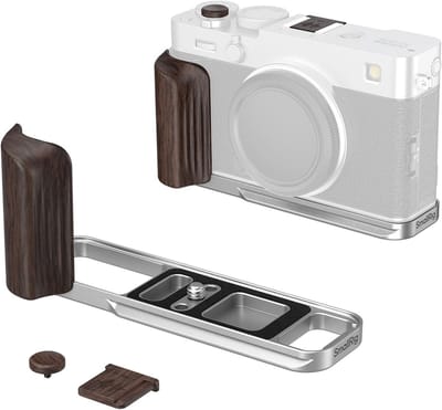 L-vormige montagesteun met houten handgreep voor FUJIFILM X-E5, ideaal voor videoproductie en fotografie