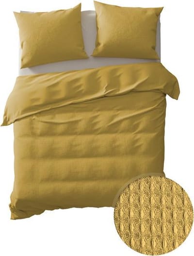 YELLOW Cialda Dekbedovertrek - Tweepersoons - 200x200/220 cm - Ochre Gold