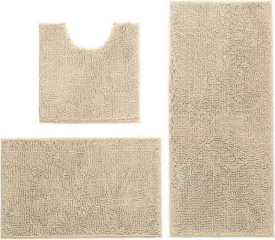 Set van 3 antislip badkamermatten - Hoge waterabsorptie, zachte microvezel, machinewasbaar - Verschillende maten