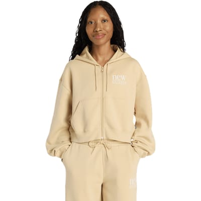 New Balance fleece Hoodies Dames - Bruin - Maat L - Katoen Jersey