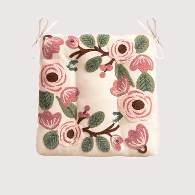 Stoelkussens - Zitkussens met banden - Comfortabel Zitten - Hoge Dichtheid Spons - 42x38 cm - Wit