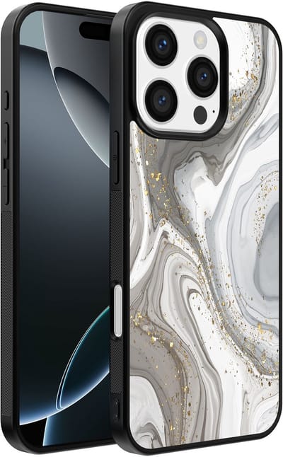 Smartphonica Telefoonhoesje Geschikt voor iPhone 16 Pro Max met marmer opdruk - TPU backcover case marble design - Zilver geschikt voor iPhone 16 Pro Max