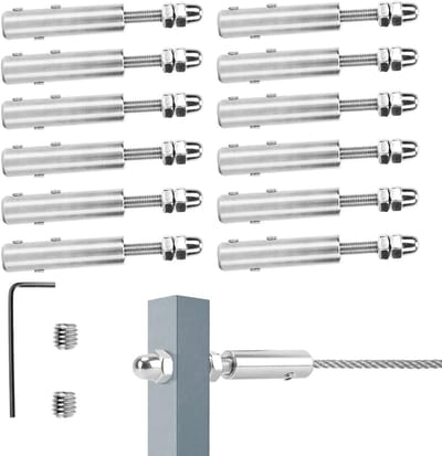 12x Kabelklem Schroefconnector voor Draadkabels 4mm RVS Spankabelbevestiging
