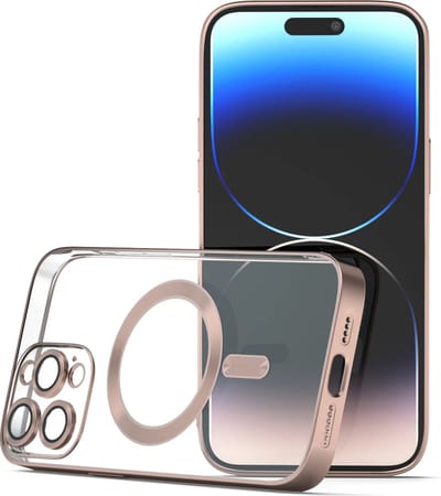 Coverzs telefoonhoesje geschikt voor Apple iPhone 12 Pro Max Magneet hoesje met camera cover - magnetisch hoesje - roségoud