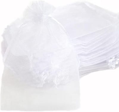 30 stuks cadeauzakjes met trekkoord voor festival, bruiloft en feest - Organza zakjes - Snoepzakjes en sieradenzakjes - Lavendel geur - Geschenkzakjes - 7 x 9 cm - Wit