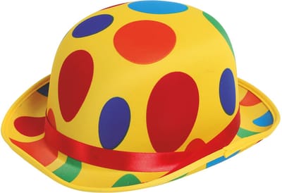 Verkleed bolhoed voor volwassenen geel met stippen - Carnaval clown kostuum hoedjes