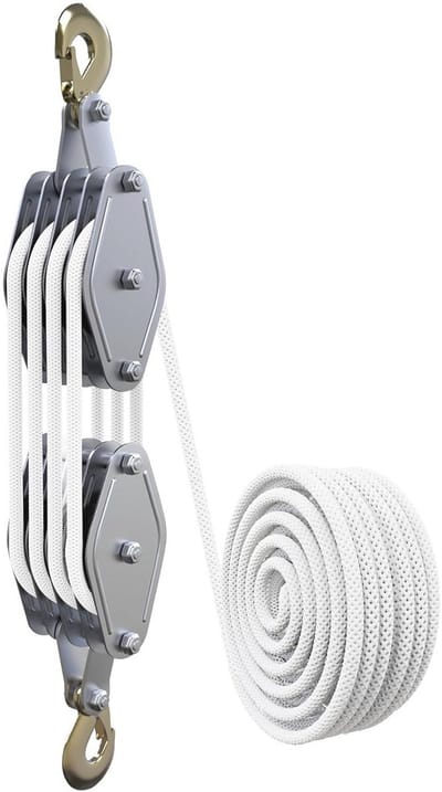 4-weg takel met 20 m kabel - handmatige lier voor 400 kg - 2,5 m hefhoogte