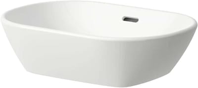 Waskom Keramiek - Wandwastafel Ovaal - Badkamer Opfrissen - Met Overloop - 50cm Breed - Wit