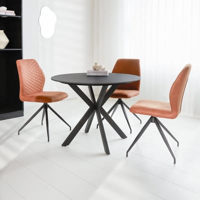 Dimehouse Eettafel Yuna marmerlook zwart 130 x 130 x 76 cm - Marmer - Modern - Rond