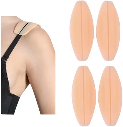 2 paar antislip schoudervullingen - bh-bandvullingen - drukverlagende siliconen schoudervullingen - bh-bandhouder - antislip schouderbeschermers - schouderbeschermers - geschikt voor vrouwen om schouderklachten te verlichten - Beige